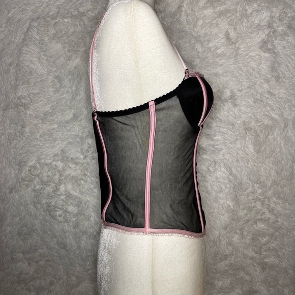 Vintage Victoria’s Secret sheer SEXY black and pink corset top - Picture 2 of 4